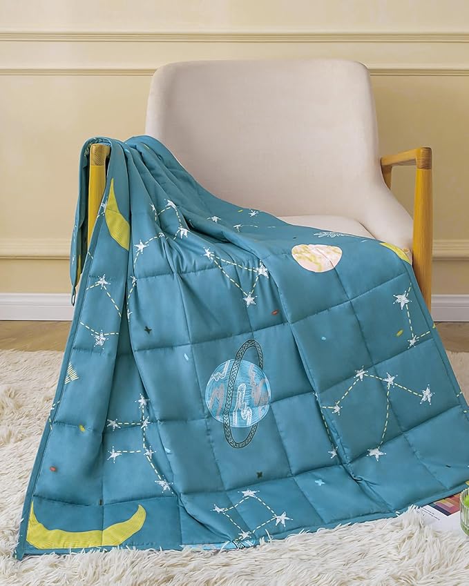 Sivio Weighted Blanket, Cotton Heavy Blanket for Calm, Soft and Breathable Weighted Throw, Moon and Star, 36" x 48" 3lbs