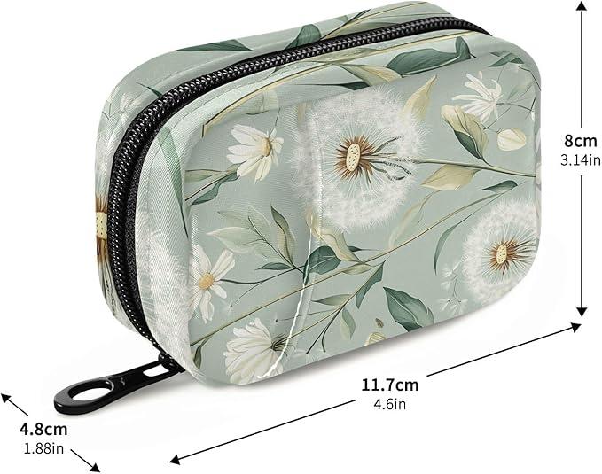 Pill Organizer Box Case Weekly Travel Pill Container Holder 7Day Cute Vitamin Organizer Dispenser Sorter Planner Storage Small Compact Sage Green Dandelion10