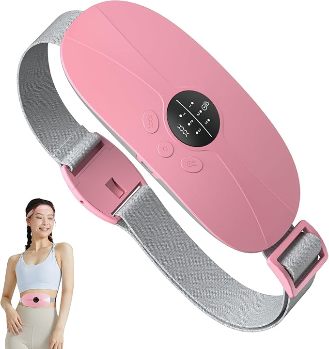 Portable Heating Pad for Period Cramps, Cordless Menstrual Heating Pad with 3 Heat Levels and 3 Vibration Massage Modes, for Period Pain for Her, Women and Girls (Light Pink)