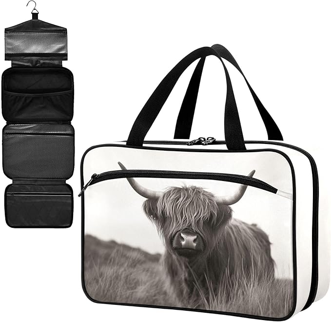 Fustylead Highland Cow Wild Animal Cows Large Medical Storage Bag with Zipper Empty First Aid Bag Trauma Kit for Traveling Hiking Camping Backpacking