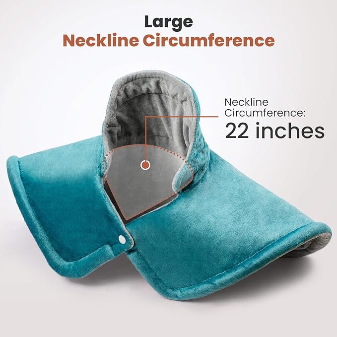 Heating Pad for Neck and Shoulders and Back, Electric Weighted Heat Pad for Pain Relief, 6 Heat Settings & Auto Shut Off Heated Wrap, Machine Washable Ultra Soft Fabric, Gifts for Women, Men, Mom, Dad