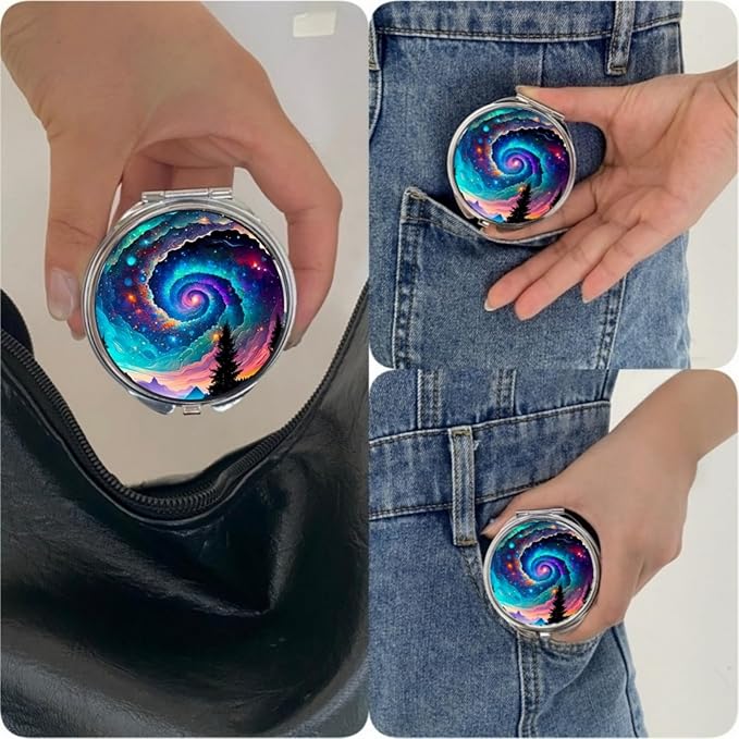 3 Compartments Detachable Mini Pill Case for Purse Pocket, Travel Pill Organizer, Small Portable Metal Pill Box with, Three Times a Day Pill Container for Children, Men and Women - Starry Sky