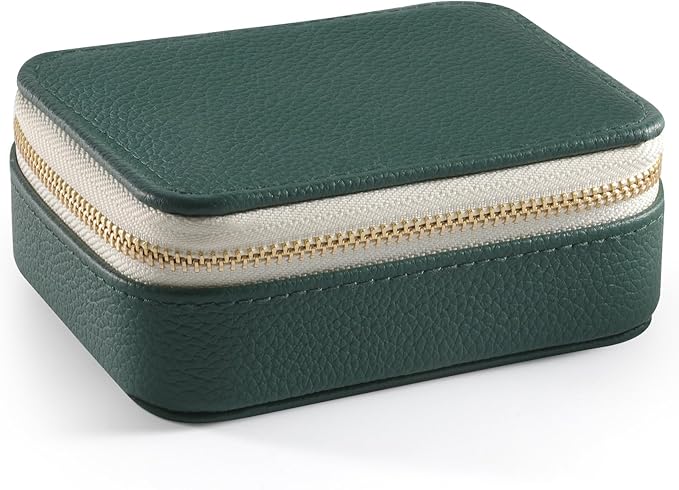 Genuine Leather Travel Pill Organizer Box Case 1 Times a Day for Purse for Women, Cute Medicine Pill Holder Containers for Vitamin Small Weekly Daily 7 Day Am Pm Pill Organizer(Green)