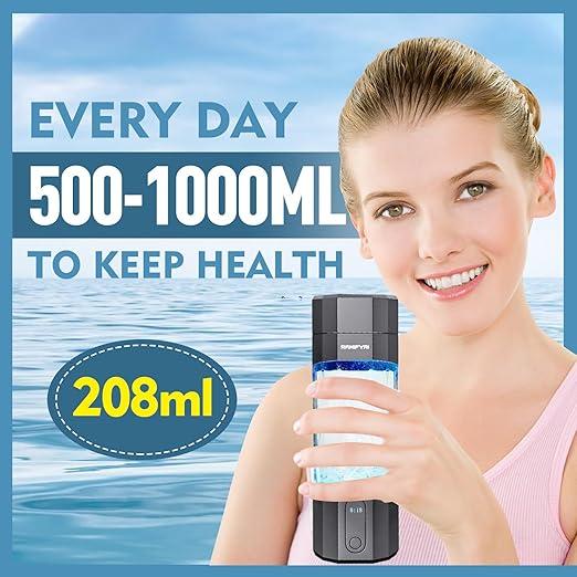 New Upgrade 10000PPB Hydrogen Water Bottle SPE/PEM Technology Seven Colorful Light Double Anti-Slip and Leak-Proof Hydrogen Water Generator with LCD Display (Gray, H60)