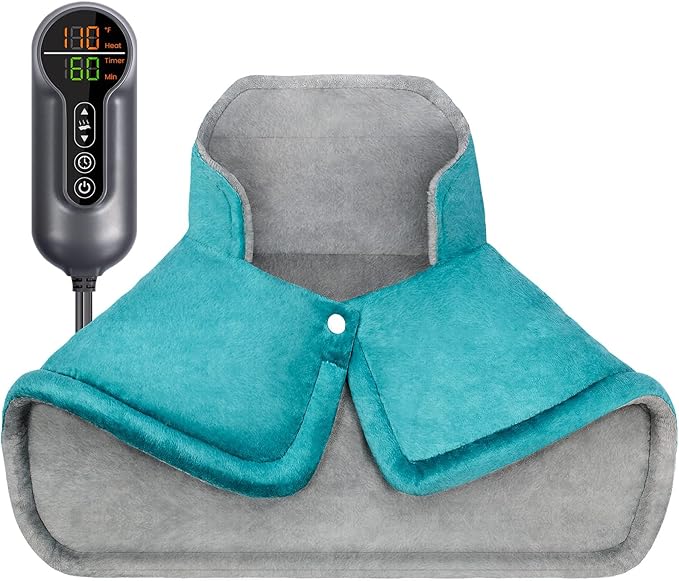 Heating Pad for Neck and Shoulders and Back, Electric Weighted Heat Pad for Pain Relief, 6 Heat Settings & Auto Shut Off Heated Wrap, Machine Washable Ultra Soft Fabric, Gifts for Women, Men, Mom, Dad
