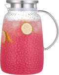 Purefold 105 oz Glass Water Pitcher with Lid, Heat Resistant Borosilicate Jug for Iced Tea, Juice, Milk, Cold or Hot Beverages, Large Caliber Pitchers Easy Clean