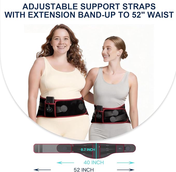 SENAINS Cordless Heating Pad with Massager - Lumbar Support for Back Pain/Period Cramps, 3 Heat & 5 Vibration Modes, 30-Min Auto-Off, Portable Gift for Women Men
