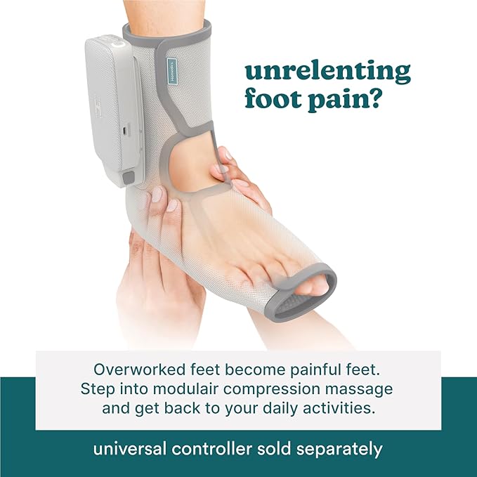 HoMedics Modulair Compression Foot Wrap Massager – Overlapped Compression Therapy with 4 Programs, Adjustable Intensity, Heat Settings, (Battery Sold Separately)