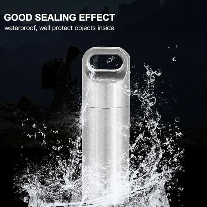 VGEBY Pills Holders, Single Chamber Stainless Steel Keychain Pills Case Survivals Pills Bottle Box Fob Organizer Container