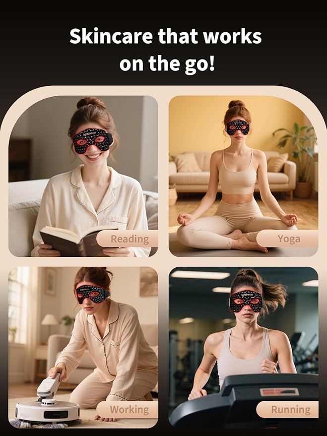 Red Light Therapy for Eyes, Women's Day Gifts for Women Mom Wife with NIR, 5 Modes with Timing Function for Eyes Bags & Dark Circles & Fine Lines, Rechargeable Eye Mask for Home Skincare