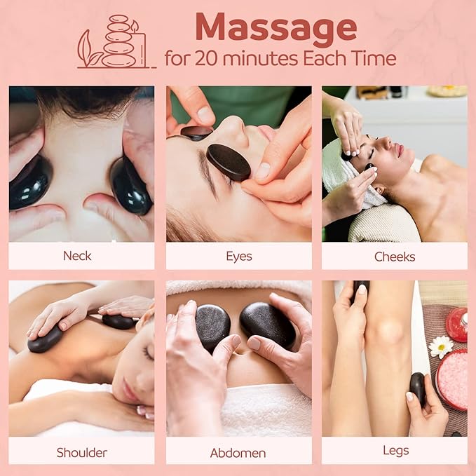 Hot Stones Massage Set, 20Pcs Basalt Hot Stones with Heater Kit, Massage Stones for Professional or Home spa, Relaxing, Healing, Pain Relief