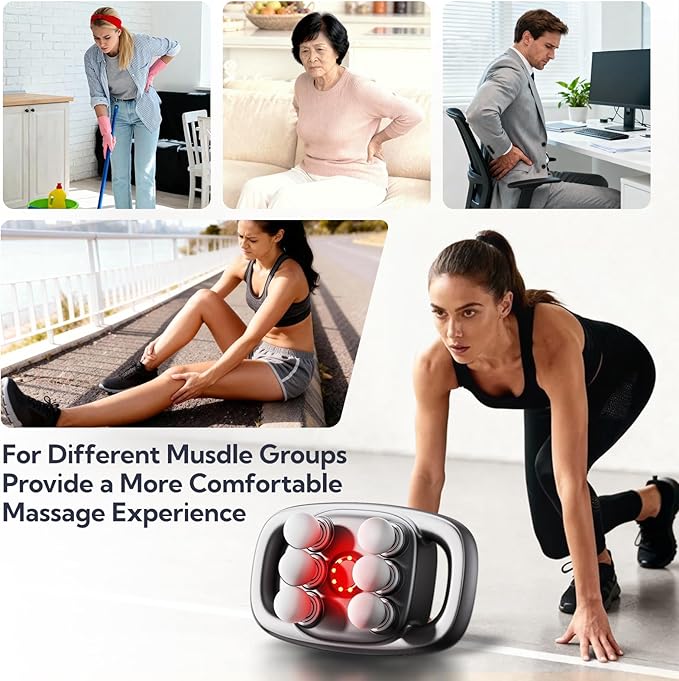 6-Head Massage Gun, Deep Tissue Back Massager, Electric Handheld Massager 2026 New Model for Back, Shoulders, Legs, Muscle Pain Relief, Ideal Gifts for Women, Men, Mom, and Dad