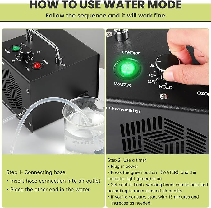0zone Generator for Water & Air - O3 Air Purifier for Home & Car, Ozone Machine Odor Removal for Smoke & Pet (Black)