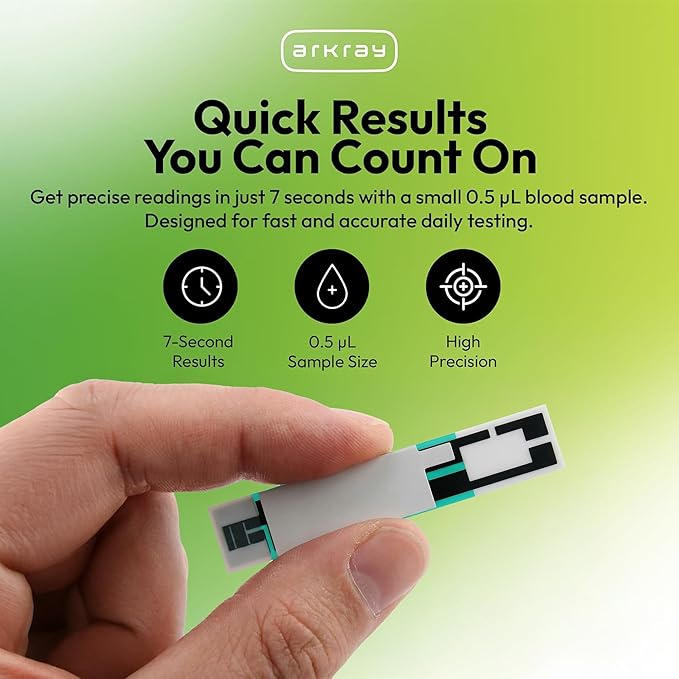 ARKRAY GLUCOCARD Vital Blood Glucose Test Strips – Automatic Coding, 0.5 µL Sample, Fast 7-Second Results, Compatible with GLUCOCARD Vital Blood Glucose Meter, 50 Count
