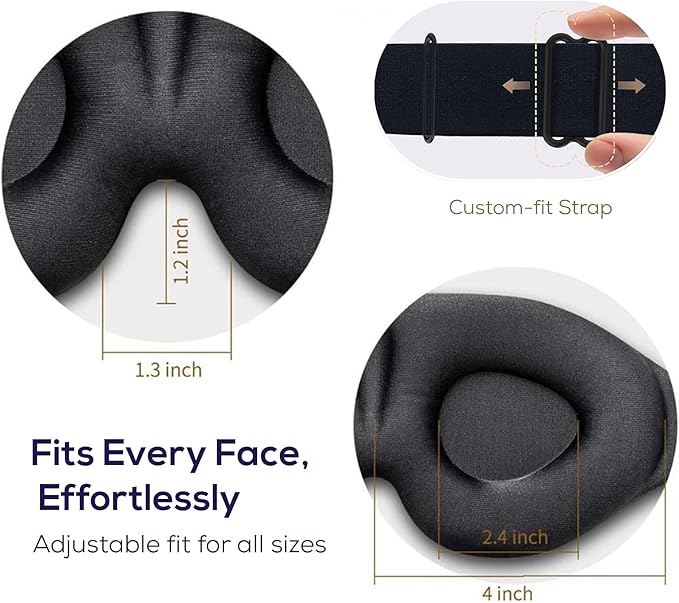 Sleep Mask & Nasal Strips Bundle | Soft Light-Blocking Eye Mask + 50 Drug-Free Nasal Strips for Snoring Relief | Comfortable Fit | Breathe Easier | Sleep Better | Black