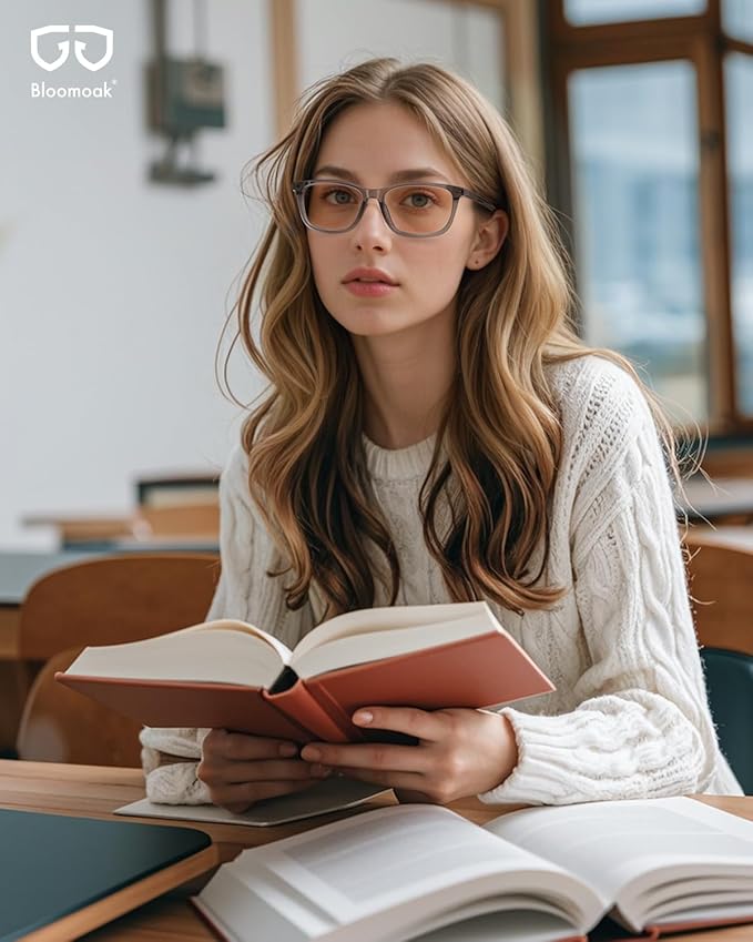 Bloomoak Rose Migraine Glasses,FL-Flex Light Sensitivity Relief Tinted Glasses for Indoor Fluorescent Glare/Women