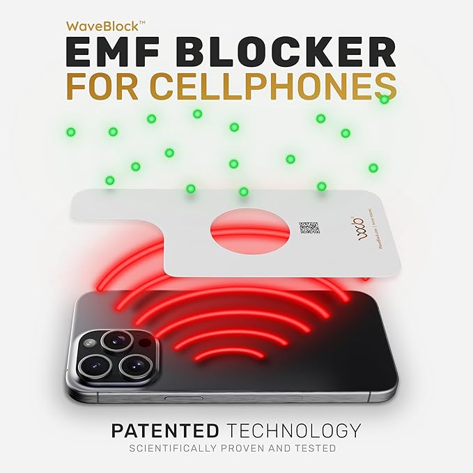 WAVEBLOCK EMF Blocker for Cell Phone - Made for iPhone 13/13 Pro - The Only Patented, Real Scientifically Backed, Lab-Tested 5G-Shield Sticker to Protect You & Your Loved Ones - USA Made White