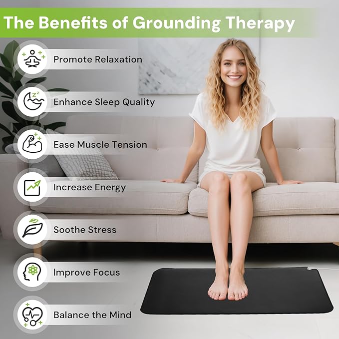 Grounding Mat, Earth Mat Grounding Pad for Desk, Earth Connected Therapy, Indoor Grounded for Balance & Wellness, 15.7" x 23.6 "