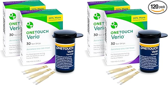 OneTouch Verio Test Strips for Diabetes Value Pack - 60 Count - for Blood Sugar Monitor - Home Self Glucose Testing - 2 Boxes, 30 Strips Per Pack (Pack of 2)