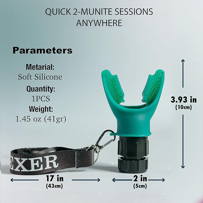 Portable Compact Lung Trainer Exercise Device with High Grade Silicone, Breathing Exercise Device for Lungs, Portable Muscle Trainer, Easy to Clean, Neck Strap Included, (Green-1)