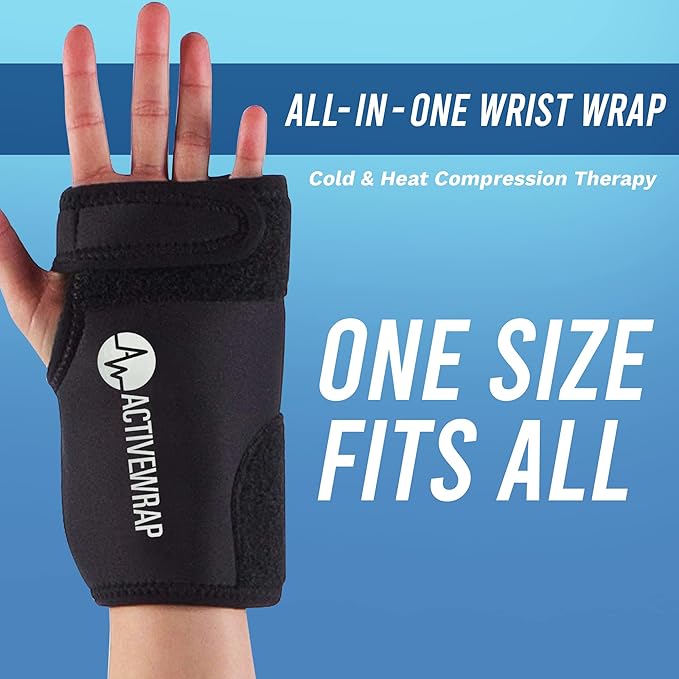 ActiveWrap Wrist Ice Pack Wrap – PT-Designed Gel Ice Packs for Hand & Wrist Pain, Adjustable Compression & Reusable Support, Cold Wrap for Carpal Tunnel, Swelling, and Sprains