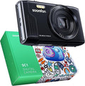 SOOMFON Digital Camera - Max 72MP Point and Shoot Kids Cameras with 16X Zoom, 32G TF Card, 2 Batteries and Card Reader, Compact Digital Camera for Kids Teens Beginners (Black)