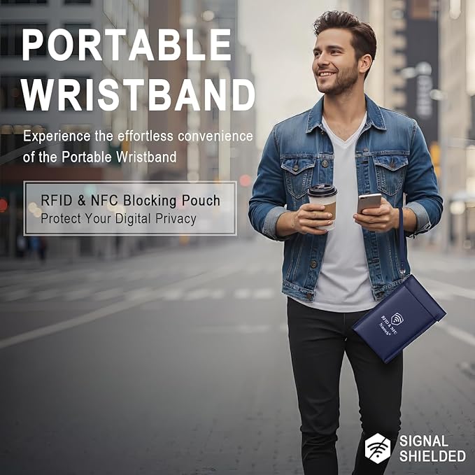 Faraday Bags for Phone Privacy & Security - Signal Blocking Pouch for GPS/WIFI/5G/RFID - Fireproof & Waterproof Anti-Drop Case for Travel & Data Protection Blue