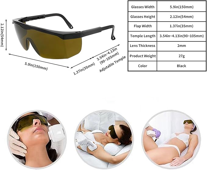 Alsenor IPL 190nm-480nm & 750nm-2000nm Laser Safety Glasses Goggles For Laser Cosmetology Operator Eye Protection And Laser Hair Removal Treatment