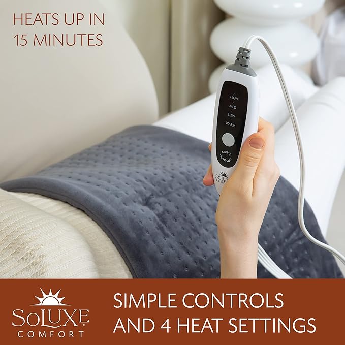 XL, King Size Heating Pad with 4 Heat Settings, Auto Shut-Off, Digital Controller, Machine Washable, Velvet Microplush, 10-Foot Cord