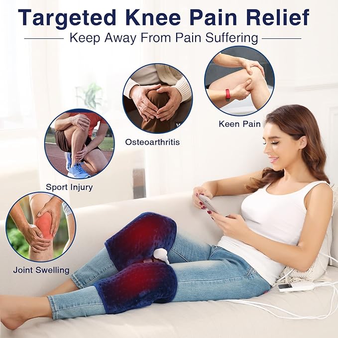Heated Knee Wrap - 2 Pcs Hands-Free Electric Heating Pad for Knee Pain Relief, Arthritis & Knee Fatigue, Fast Heating with Adjustable Temperature 86℉ to 158℉ & 10-90 Min Auto-Off