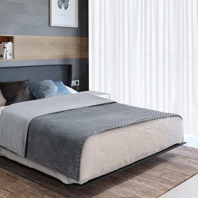 Acdyion Weighted Blanket Cover 60x80, Grey Minky Dot & Fleece Removable Duvet Cover with 12 Ties, Washable Fabric for 60x80 Weighted Blankets, Soft Minky and Cozy Fleece Dual-Sided Cover