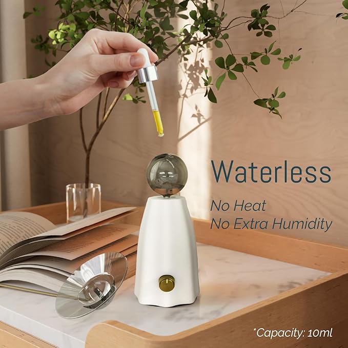 Scarecrow Waterless Essential Oil Diffuser Glass Nebulizing Diffuser for Large Room Wireless Portable Rechargeable Aroma Diffuser Glass Aromatherapy Diffuser for Home Office Yoga Spa Gift of Fragrance