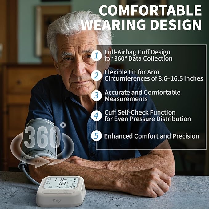Upper Arm Blood Pressure Monitor with Wide Range Cuff That fits Standard to Large Adult Arms.FDA Cleared,Color Screen Display.