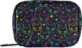 Travel Pill Organizer Bag Weekly Pill Organizer Case Goth Colorful Neon Cat Heads Portable Small Daily Pill Boxes for Vitamin Fish Oils Supplement Holder with Zipper Compact Size