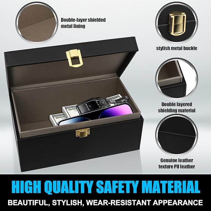 Diyife Extra Large Faraday Box, [10-15 Keys Capacity] Faraday Cage with 2 Pack Faraday Bags Key Fob Protector RFID Signal Blocker Cage, Anti-Theft Car Key Signal Blocking Box for Car Keys Phones