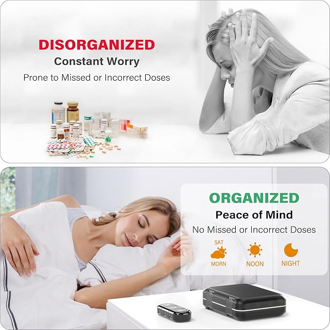 Weekly Pill Organizer 3 Times a Day, 7 Day Portable Pill Box for Pills, Vitamins, Fish Oil, Medication, Supplements (3x7 Black)