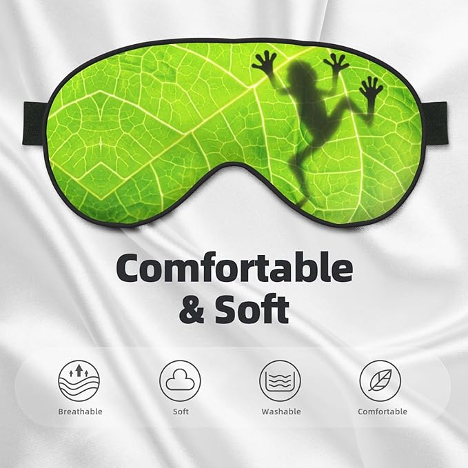 Frog Shadow on The Leaf Sleep Mask Eye Mask with Adjustable Strap Eye Sleep Shade Cover Blocks Light for Women Men Airplane Travel Nap