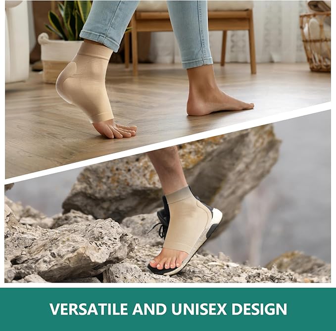 Achilles Tendonitis Heel Protector Socks - (FSA&HSA) Welnove Achilles Tendon Support Compression Socks - Gel Padded Sleeve for Cushion & Protection of Bursitis, Tenderness, Dry Cracked, Large