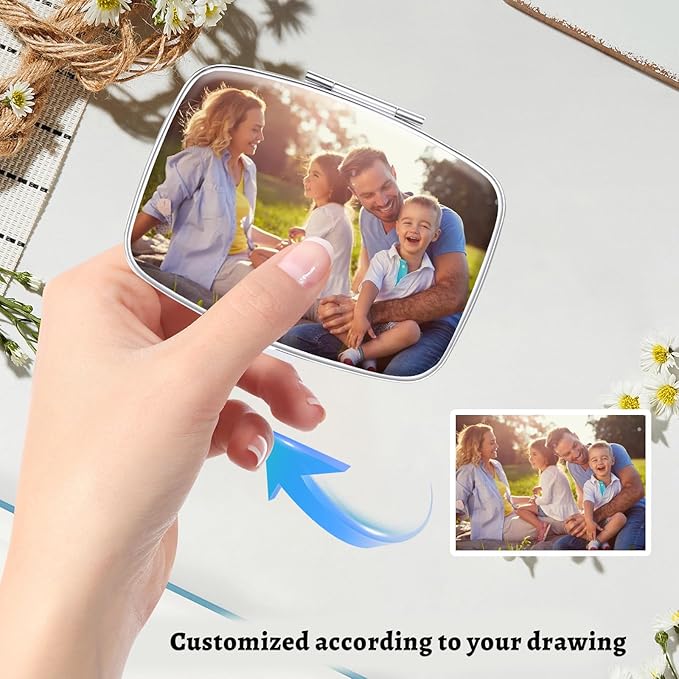 Custom Pill Box with Picture Portable Pill Box for Purse or Pocket Mini Metal Pill Case Travel Pill Container Gifts to Hold Vitamins Medication Fish Oil and Supplements