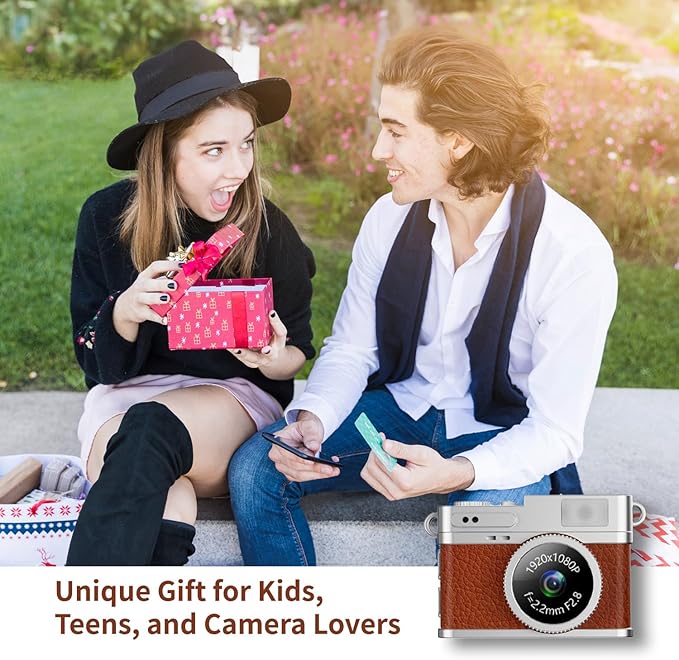 LKT 1080P Mini Keychain Camera with 32GB Card & OTG Adapter, Portable Pocket Digital Camera with Retro Filters & Screen, Tiny HD Camcorder for Phone Transfer, Travel, Kids and Gifts