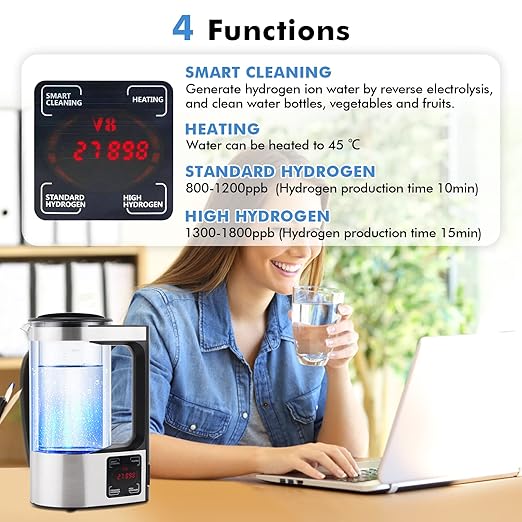 Meticuloso Upgraded Hydrogen Water Generator 110V with SPE and PEM Technology up to 1800 PPB,Hydrogen Rich Water Machine Unlimite Water Quality