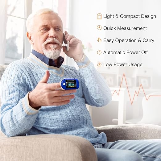 Easy@Home Fingertip Pulse Oximeter (Not for Medical Use) - SpO2 Blood Oxygen Saturation Meter and Heart Rate Monitor -EHP050