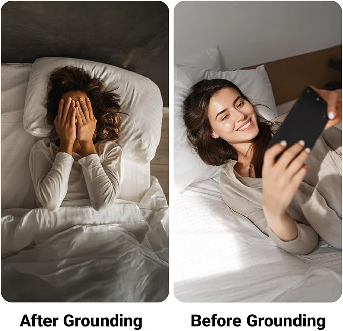 Grounding Sheets Queen Size, 12% Pure Silver, Grounded Bed Sheet with Deep Pockets, Improved Sleep, Earth Connecting Bedding, Beige