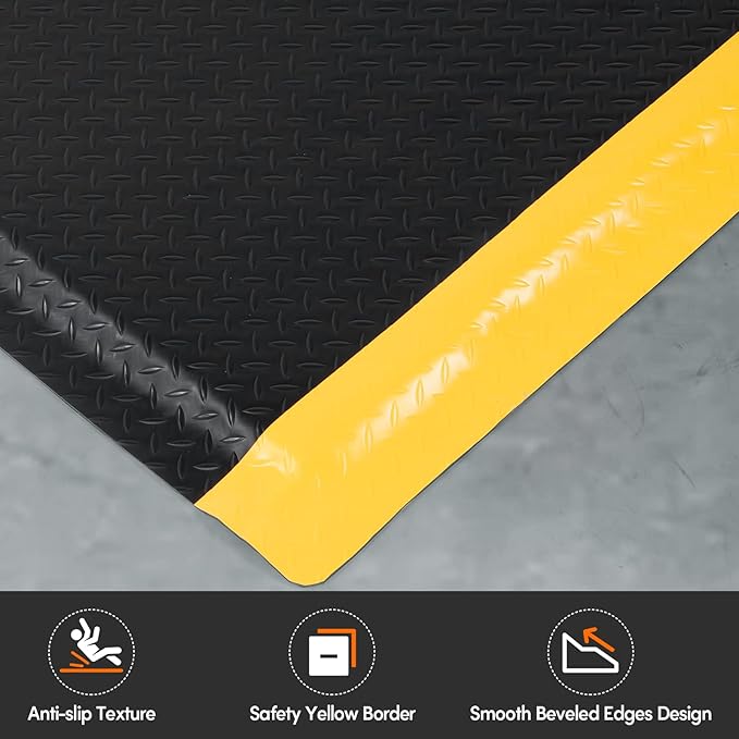 Anti Fatigue Mats Industrial 3' x 6' 15/16" Thick Thick Ergonomic Standing Mat Commercial Kitchen Mat Heavy Duty Diamond Plate Cushioned Shop Floor Mats Helps Relieve Back and Leg Soreness