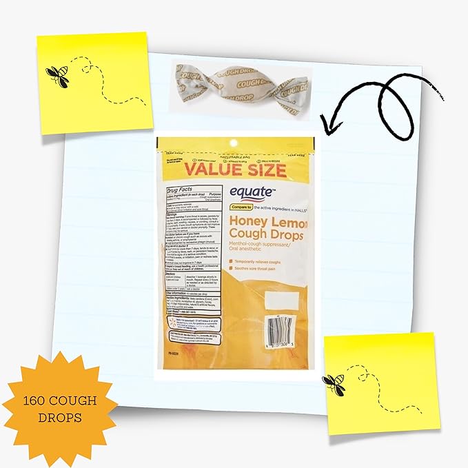 Cough Drops Honey Lemon Equate160 Count Dietary Supplement Includes Pill Organizer