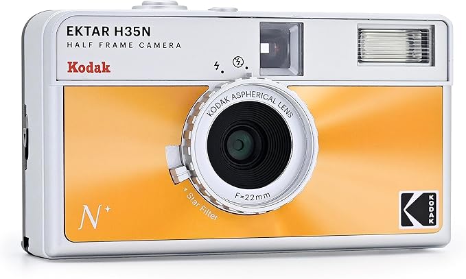 Kodak EKTAR H35N Half Frame Film Camera Bundle with Kodak Ultramax 400/24EXP 35mm Roll Film (Glazed Orange)