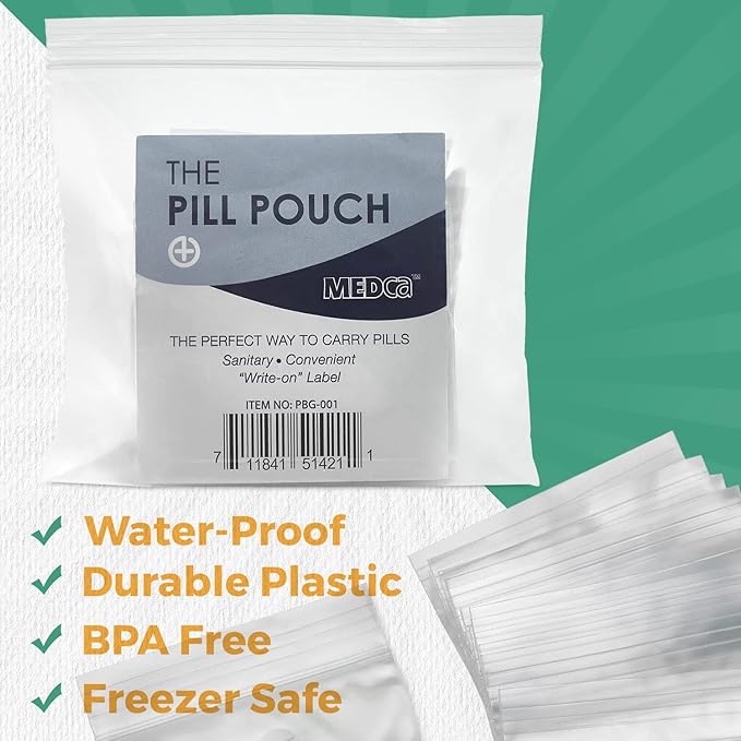 Pill Bag Pouch, Reusable Plastic Pill Organizer Bags, Size 3" X 2" 3 Mil (Pack of 100)