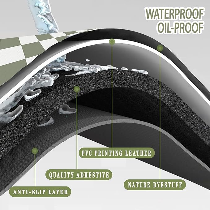 Bulijojo Buffalo Plaid Anti Fatigue Kitchen Floor Mats Set of 2 Waterproof Kitchen Sink Runner Rug Standing Mat Cushioned Kitchen Rugs Comfort Doormat 17"x47"+17"x30" Sage Green