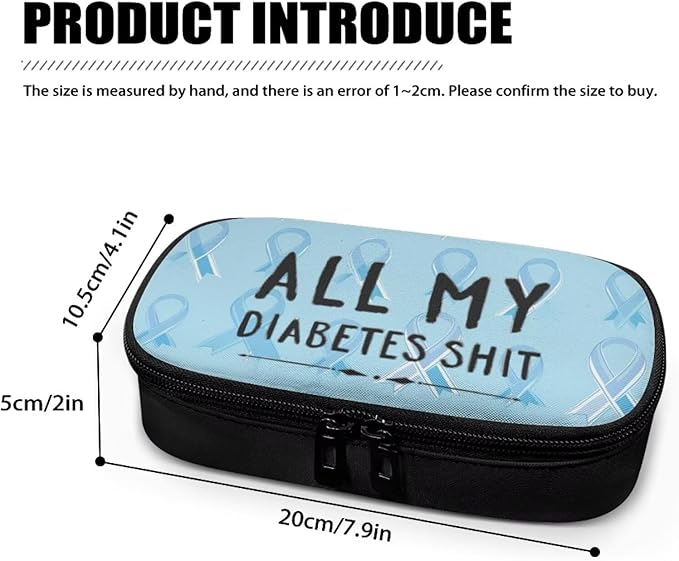 Rnyleeg All My Diabetes Shit Insulin Cooler Travel Case Blue Ribbon Insulin Bag for Diabetes Portable Medicine Travel Case for Insulin Pen