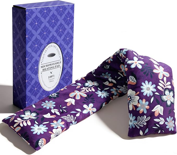 Heating pad for Neck Shoulders and Back Microwavable Machine Washable 27x5 Microwave Rice Bag for Heat Therapy Reusable Hot Pack for Muscle Cramps Moist Warm Bean Bag for Pain Relief Levender Scented